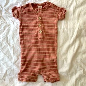 Cute pink striped Henley onesie by Kate Quinn 100% organic cotton 6-12 months